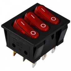 Перемикач 3-х клав. червоний з підсвічуванням KCD2-3101N R/B 220V