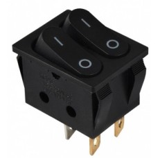 Перемикач 2-х клав. чорний з підсвічуванням KCD2-5-2101N B/B 220V