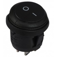 Перемикач 1-клав. круглий чорний вологозахищений KCD1-5-101W B/B 220V