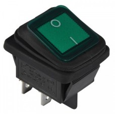 Перемикач 1-клав. вологозах. зелений з підсвічуванням KCD2-201NW GR/B 220V
