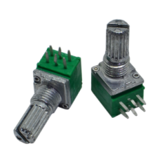 Резистор змінний RK097N 100K-B здвоєний 6pin (15мм)
