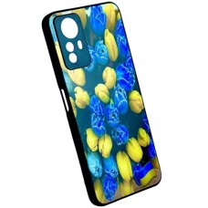 Чохол Samsung A055 Galaxy A05, Marble and Pattern Glass Case, Tulips, Малюнок