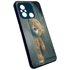 Чохол Xiaomi Poco C65, Redmi 13C, Marble and Pattern Glass Case, Teddy Bear, Малюнок