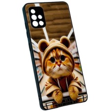 Чохол Samsung A315 Galaxy A31, Marble and Pattern Glass Case, Kitty Cat, Малюнок