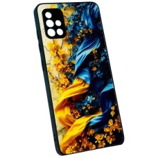 Чохол Xiaomi Redmi 10, Marble and Pattern Glass Case, Ukraine Flowers, Малюнок