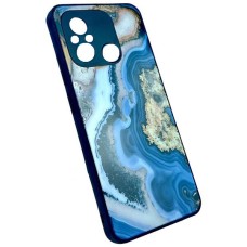 Чохол Xiaomi Poco C61, Redmi A3, Marble and Pattern Glass Case, Blue Marble, Малюнок