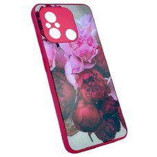 Чохол Samsung A346 Galaxy A34 5G, Marble and Pattern Glass Case, Red Peonies, Малюнок