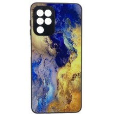 Чохол Xiaomi Redmi Note 10, Redmi Note 10s, Marble and Pattern Glass Case, Blue-Yellow Marble, Малюнок