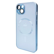 Чохол Apple iPhone 15, AG-Glass Matt Frame Color Ring, Sierra Blue, MagSafe, Синій