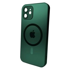 Чохол Apple iPhone 12, AG-Glass Matt Frame Color Ring, Cangling Green, MagSafe, Зелений