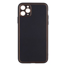 Чохол Apple iPhone 11 Pro Max, Leather Case Gold, Чорний