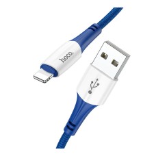 USB кабель Hoco X70 Apple iPhone SE 2022, iPhone 14 Pro Max, iPhone 14 Plus, iPhone 14 Pro, iPhone 14, iPhone 13 Pro, iPhone 13 Mini, iPhone 13, iPhone 13 Pro Max, iPhone 12 Mini, iPhone 12 Pro Max, iPhone 12 Pro, Lightning, 1.0 м., Синій