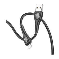 USB кабель Borofone BX98 Apple iPhone SE 2022, iPhone 14 Pro Max, iPhone 14 Plus, iPhone 14 Pro, iPhone 14, iPhone 13 Pro, iPhone 13 Mini, iPhone 13, iPhone 13 Pro Max, iPhone 12 Mini, iPhone 12 Pro Max, iPhone 12 Pro, Lightning, 1.0 м., Чорний