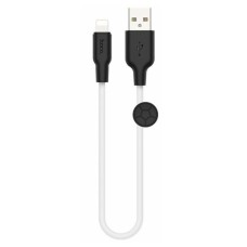 USB кабель Hoco X21 Plus Silicone Apple iPhone SE 2022, iPhone 14 Pro Max, iPhone 14 Plus, iPhone 14 Pro, iPhone 14, iPhone 13 Pro, iPhone 13 Mini, iPhone 13, iPhone 13 Pro Max, iPhone 12 Mini, iPhone 12 Pro Max, Lightning, 0.25 м., Чорний