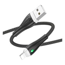 USB кабель Borofone BX100 Advantage Apple iPhone SE 2022, iPhone 14 Pro Max, iPhone 14 Plus, iPhone 14 Pro, iPhone 14, iPhone 13 Pro, iPhone 13 Mini, iPhone 13, iPhone 13 Pro Max, iPhone 12 Mini, iPhone 12 Pro Max, Lightning, 1.0 м., Чорний