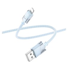 USB кабель Hoco U132 Apple iPhone SE 2022, iPhone 14 Pro Max, iPhone 14 Plus, iPhone 14 Pro, iPhone 14, iPhone 13 Pro, iPhone 13 Mini, iPhone 13, iPhone 13 Pro Max, iPhone 12 Mini, iPhone 12 Pro Max, iPhone 12 Pro, Lightning, 1.2 м., Блакитний