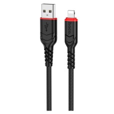 USB кабель Hoco X59 Victory Apple iPhone SE 2022, iPhone 14 Pro Max, iPhone 14 Plus, iPhone 14 Pro, iPhone 14, iPhone 13 Pro, iPhone 13 Mini, iPhone 13, iPhone 13 Pro Max, iPhone 12 Mini, iPhone 12 Pro Max, Lightning, 3.0 м., Чорний