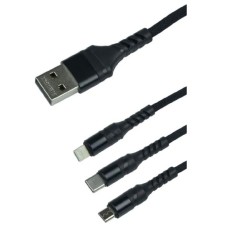 USB кабель Remax RC186 Apple iPhone SE 2022, iPhone 14 Pro Max, iPhone 14 Plus, iPhone 14 Pro, iPhone 14, iPhone 13 Pro, iPhone 13 Mini, iPhone 13, iPhone 13 Pro Max, iPhone 12 Mini, Lightning, Type-C, MicroUSB, Original, 1.2 м., Чорний