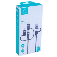 USB кабель USAMS US-SJ646 U85, Lightning, MicroUSB, Type-C, USB, 2.0 м., Чорний