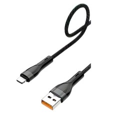 USB кабель Denmen D55L Apple iPhone SE 2022, iPhone 14 Pro Max, iPhone 14 Plus, iPhone 14 Pro, iPhone 14, iPhone 13 Pro, iPhone 13 Mini, iPhone 13, iPhone 13 Pro Max, iPhone 12 Mini, iPhone 12 Pro Max, iPhone 12 Pro, Lightning, 1.0 м., Чорний