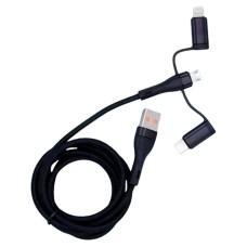 USB кабель Denmen D55E Apple iPhone SE 2022, iPhone 14 Pro Max, iPhone 14 Plus, iPhone 14 Pro, iPhone 14, iPhone 13 Pro, iPhone 13 Mini, iPhone 13, iPhone 13 Pro Max, iPhone 12 Mini, iPhone 12 Pro Max, Lightning, Type-C, MicroUSB, 1.0 м., Чорний