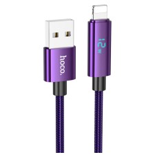 USB кабель Hoco U125 Benefit Apple iPhone SE 2022, iPhone 14 Pro Max, iPhone 14 Plus, iPhone 14 Pro, iPhone 14, iPhone 13 Pro, iPhone 13 Mini, iPhone 13, iPhone 13 Pro Max, iPhone 12 Mini, iPhone 12 Pro Max, Lightning, 1.2 м., Фіолетовий