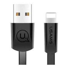 USB кабель Usams US-SJ199 U2 Flat Apple iPhone SE 2022, iPhone 14 Pro Max, iPhone 14 Plus, iPhone 14 Pro, iPhone 14, iPhone 13 Pro, iPhone 13 Mini, iPhone 13, iPhone 13 Pro Max, iPhone 12 Mini, iPhone 12 Pro Max, Lightning, 1.2 м., Чорний