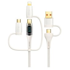 USB кабель Usams US-SJ626 Apple iPhone SE 2022, iPhone 14 Pro Max, iPhone 14 Plus, iPhone 14 Pro, iPhone 14, iPhone 13 Pro, iPhone 13 Mini, iPhone 13, iPhone 13 Pro Max, iPhone 12 Mini, Lightning, MicroUSB, Type-C, 2.0 м., Бежевий