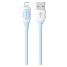 USB кабель Usams US-SJ595 Bicolor Apple iPhone SE 2022, iPhone 14 Pro Max, iPhone 14 Plus, iPhone 14 Pro, iPhone 14, iPhone 13 Pro, iPhone 13 Mini, iPhone 13, iPhone 13 Pro Max, iPhone 12 Mini, iPhone 12 Pro Max, Lightning, 1.0 м., Блакитний