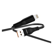 USB кабель Denmen D47L Apple iPhone SE 2022, iPhone 14 Pro Max, iPhone 14 Plus, iPhone 14 Pro, iPhone 14, iPhone 13 Pro, iPhone 13 Mini, iPhone 13, iPhone 13 Pro Max, iPhone 12 Mini, iPhone 12 Pro Max, iPhone 12 Pro, Lightning, 1.0 м., Чорний