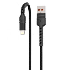 USB кабель Denmen D57L Apple iPhone SE 2022, iPhone 14 Pro Max, iPhone 14 Plus, iPhone 14 Pro, iPhone 14, iPhone 13 Pro, iPhone 13 Mini, iPhone 13, iPhone 13 Pro Max, iPhone 12 Mini, iPhone 12 Pro Max, iPhone 12 Pro, Lightning, 1.0 м., Чорний