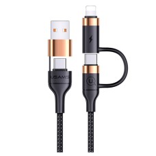 USB кабель Usams US-SJ483 U62 Apple iPhone SE 2022, iPhone 14 Pro Max, iPhone 14 Plus, iPhone 14 Pro, iPhone 14, iPhone 13 Pro, iPhone 13 Mini, iPhone 13, iPhone 13 Pro Max, iPhone 12 Mini, iPhone 12 Pro Max, Type-C, Lightning, 1.2 м., Чорний