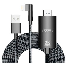 USB кабель XO GB008 Apple iPhone SE 2022, iPhone 14 Pro Max, iPhone 14 Plus, iPhone 14 Pro, iPhone 14, iPhone 13 Pro, iPhone 13 Mini, iPhone 13, iPhone 13 Pro Max, iPhone 12 Mini, iPhone 12 Pro Max, Lightning, HDMI, 1.0 м., Чорний