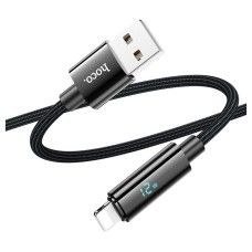 USB кабель Hoco U125 Benefit Apple iPhone SE 2022, iPhone 14 Pro Max, iPhone 14 Plus, iPhone 14 Pro, iPhone 14, iPhone 13 Pro, iPhone 13 Mini, iPhone 13, iPhone 13 Pro Max, iPhone 12 Mini, iPhone 12 Pro Max, Lightning, 1.2 м., Чорний