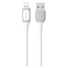 USB кабель Usams US-SJ595 Bicolor Apple iPhone SE 2022, iPhone 14 Pro Max, iPhone 14 Plus, iPhone 14 Pro, iPhone 14, iPhone 13 Pro, iPhone 13 Mini, iPhone 13, iPhone 13 Pro Max, iPhone 12 Mini, iPhone 12 Pro Max, Lightning, 1.0 м., Білий