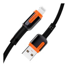 USB кабель Denmen D40L Apple iPhone SE 2022, iPhone 14 Pro Max, iPhone 14 Plus, iPhone 14 Pro, iPhone 14, iPhone 13 Pro, iPhone 13 Mini, iPhone 13, iPhone 13 Pro Max, iPhone 12 Mini, iPhone 12 Pro Max, iPhone 12 Pro, Lightning, 1.0 м., Чорний