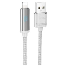 USB кабель Hoco U127 Apple iPhone SE 2022, iPhone 14 Pro Max, iPhone 14 Plus, iPhone 14 Pro, iPhone 14, iPhone 13 Pro, iPhone 13 Mini, iPhone 13, iPhone 13 Pro Max, iPhone 12 Mini, iPhone 12 Pro Max, iPhone 12 Pro, Lightning, 1.0 м., Сірий