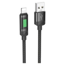 USB кабель Hoco U126 Apple iPhone SE 2022, iPhone 14 Pro Max, iPhone 14 Plus, iPhone 14 Pro, iPhone 14, iPhone 13 Pro, iPhone 13 Mini, iPhone 13, iPhone 13 Pro Max, iPhone 12 Mini, iPhone 12 Pro Max, iPhone 12 Pro, Lightning, 1.0 м., Чорний