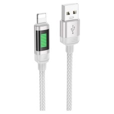 USB кабель Hoco U126 Apple iPhone SE 2022, iPhone 14 Pro Max, iPhone 14 Plus, iPhone 14 Pro, iPhone 14, iPhone 13 Pro, iPhone 13 Mini, iPhone 13, iPhone 13 Pro Max, iPhone 12 Mini, iPhone 12 Pro Max, iPhone 12 Pro, Lightning, 1.0 м., Сірий