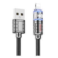 USB кабель Hoco U122 Apple iPhone SE 2022, iPhone 14 Pro Max, iPhone 14 Plus, iPhone 14 Pro, iPhone 14, iPhone 13 Pro, iPhone 13 Mini, iPhone 13, iPhone 13 Pro Max, iPhone 12 Mini, iPhone 12 Pro Max, iPhone 12 Pro, Lightning, 1.0 м., Чорний