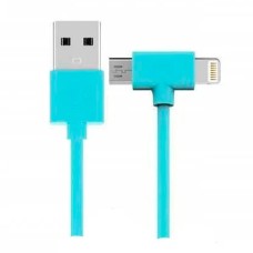 USB кабель WK WDC-008 Axe Apple iPhone SE 2022, iPhone 14 Pro Max, iPhone 14 Plus, iPhone 14 Pro, iPhone 14, iPhone 13 Pro, iPhone 13 Mini, iPhone 13, iPhone 13 Pro Max, iPhone 12 Mini, iPhone 12 Pro Max, Lightning, MicroUSB, 1.0 м., Синій