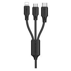 USB кабель WK WDC-103th Apple iPhone SE 2022, iPhone 14 Pro Max, iPhone 14 Plus, iPhone 14 Pro, iPhone 14, iPhone 13 Pro, iPhone 13 Mini, iPhone 13, iPhone 13 Pro Max, iPhone 12 Mini, Lightning, MicroUSB, Type-C, 1.15 м., Чорний