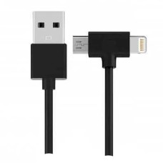 USB кабель WK WDC-008 Axe Apple iPhone SE 2022, iPhone 14 Pro Max, iPhone 14 Plus, iPhone 14 Pro, iPhone 14, iPhone 13 Pro, iPhone 13 Mini, iPhone 13, iPhone 13 Pro Max, iPhone 12 Mini, iPhone 12 Pro Max, Lightning, MicroUSB, 1.0 м., Чорний