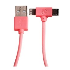 USB кабель WK WDC-008 Axe Apple iPhone SE 2022, iPhone 14 Pro Max, iPhone 14 Plus, iPhone 14 Pro, iPhone 14, iPhone 13 Pro, iPhone 13 Mini, iPhone 13, iPhone 13 Pro Max, iPhone 12 Mini, iPhone 12 Pro Max, Lightning, MicroUSB, 1.0 м., Рожевий