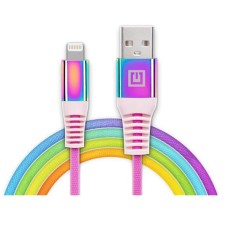 USB кабель REAL-EL Rainbow EL123500051 Apple iPhone SE 2022, iPhone 14 Pro Max, iPhone 14 Plus, iPhone 14 Pro, iPhone 14, iPhone 13 Pro, iPhone 13 Mini, iPhone 13, iPhone 13 Pro Max, iPhone 12 Mini, iPhone 12 Pro Max, Lightning, 1.0 м., Чорний