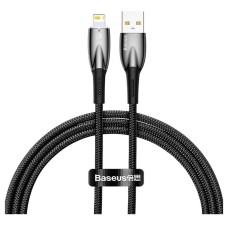 USB кабель Baseus CADH000201 Glimmer Apple iPhone SE 2022, iPhone 14 Pro Max, iPhone 14 Plus, iPhone 14 Pro, iPhone 14, iPhone 13 Pro, iPhone 13 Mini, iPhone 13, iPhone 13 Pro Max, iPhone 12 Mini, iPhone 12 Pro Max, Lightning, 1.0 м., Чорний