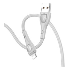 USB кабель Borofone BX98 Apple iPhone SE 2022, iPhone 14 Pro Max, iPhone 14 Plus, iPhone 14 Pro, iPhone 14, iPhone 13 Pro, iPhone 13 Mini, iPhone 13, iPhone 13 Pro Max, iPhone 12 Mini, iPhone 12 Pro Max, iPhone 12 Pro, Lightning, 1.0 м., Сірий