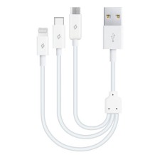 USB кабель Ttec 2DK13 Apple iPhone SE 2022, iPhone 14 Pro Max, iPhone 14 Plus, iPhone 14 Pro, iPhone 14, iPhone 13 Pro, iPhone 13 Mini, iPhone 13, iPhone 13 Pro Max, iPhone 12 Mini, iPhone 12 Pro Max, Lightning, Type-C, MicroUSB, 0.3 м., Білий