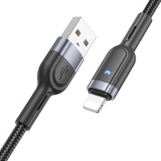 USB кабель Hoco U117 Apple iPhone SE 2022, iPhone 14 Pro Max, iPhone 14 Plus, iPhone 14 Pro, iPhone 14, iPhone 13 Pro, iPhone 13 Mini, iPhone 13, iPhone 13 Pro Max, iPhone 12 Mini, iPhone 12 Pro Max, iPhone 12 Pro, Lightning, 1.2 м., Чорний