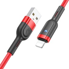 USB кабель Hoco U117 Apple iPhone SE 2022, iPhone 14 Pro Max, iPhone 14 Plus, iPhone 14 Pro, iPhone 14, iPhone 13 Pro, iPhone 13 Mini, iPhone 13, iPhone 13 Pro Max, iPhone 12 Mini, iPhone 12 Pro Max, iPhone 12 Pro, Lightning, 1.2 м., Червоний